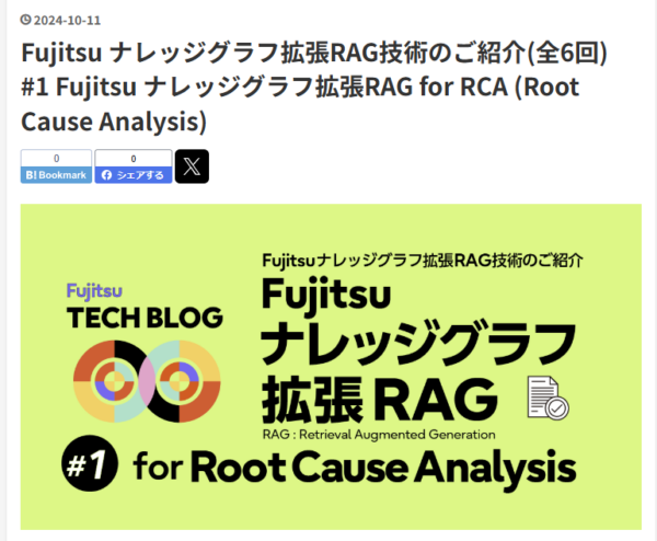 富士通研究所の技術ブログでナレッジグラフ拡張RAGを紹介する記事の冒頭